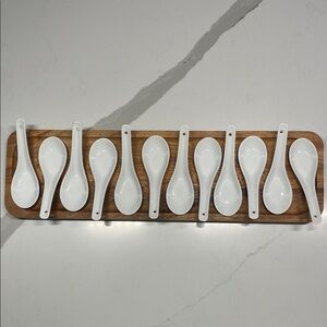 Elegant 12 White Ceramic Appetizer Spoons